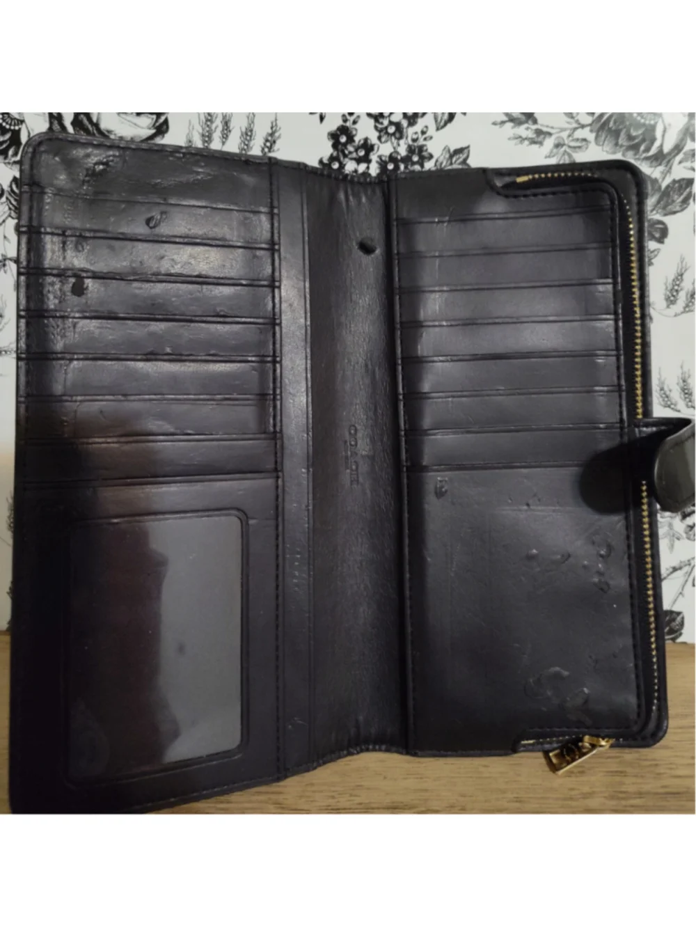 Women's Coach Black Leather Wallet One Size